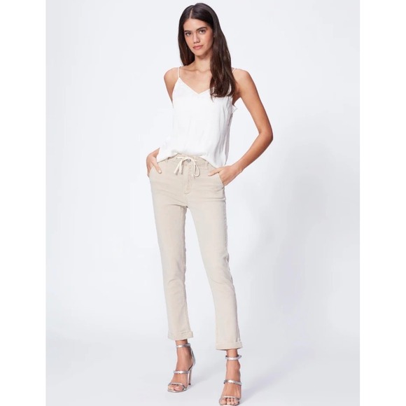 PAIGE Pants - Paige Christy Tan Khaki Drawstring Jogger Pants 31 5659G42-8093 Lyocell Blend